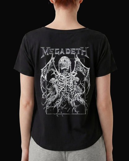 Megadeth ANGEL OF DEATH Sırt Baskılı Siyah Kadın Tişört