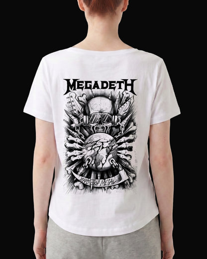 Megadeth Years Of Metal Sırt Baskılı Beyaz Kadın Tişört