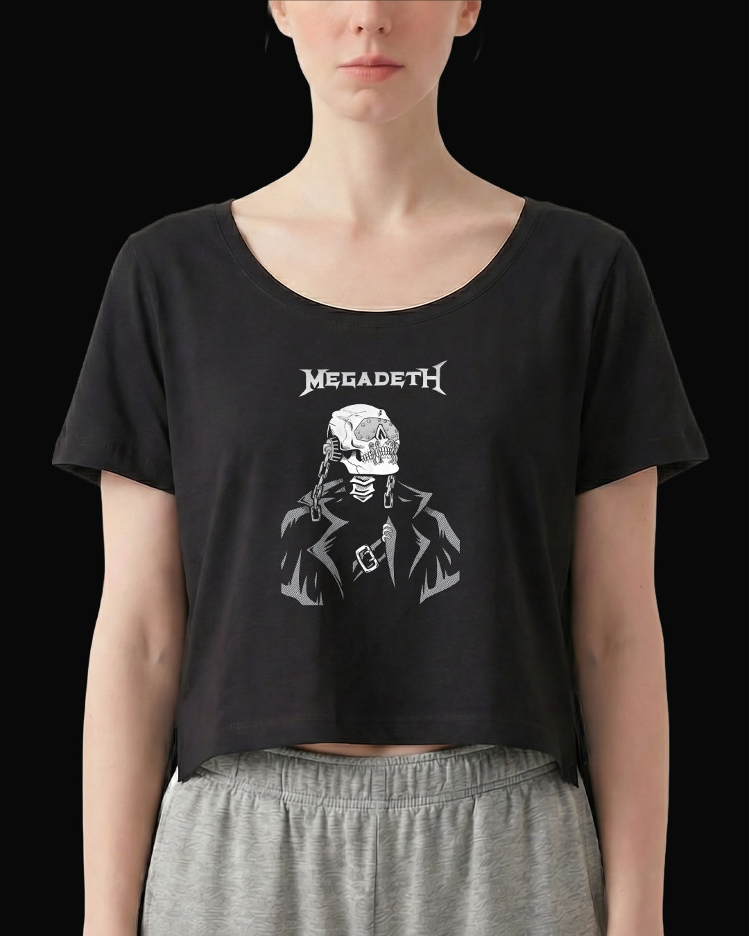 Megadeth Siyah Palto Siyah Kadın Tişört