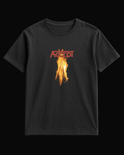 Accept Music on Fire Siyah Tişört
