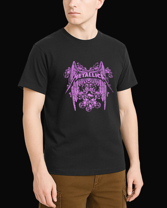 Metallica Purple Wings Siyah Tişört