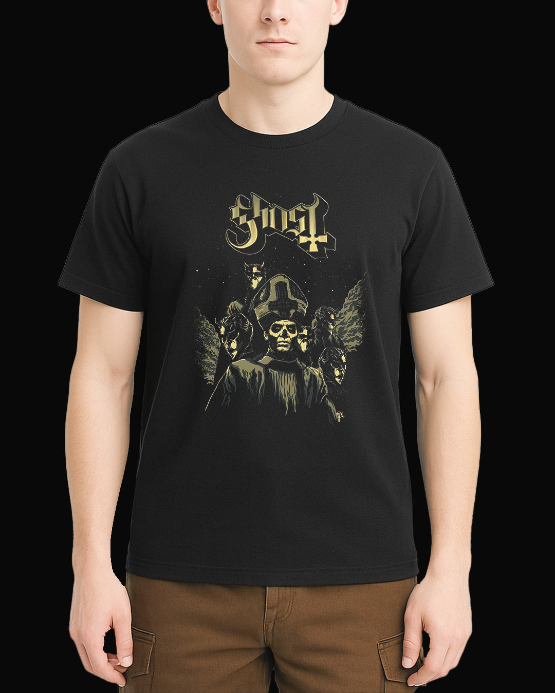 Ghost Pope and Vamp's Siyah Tişört