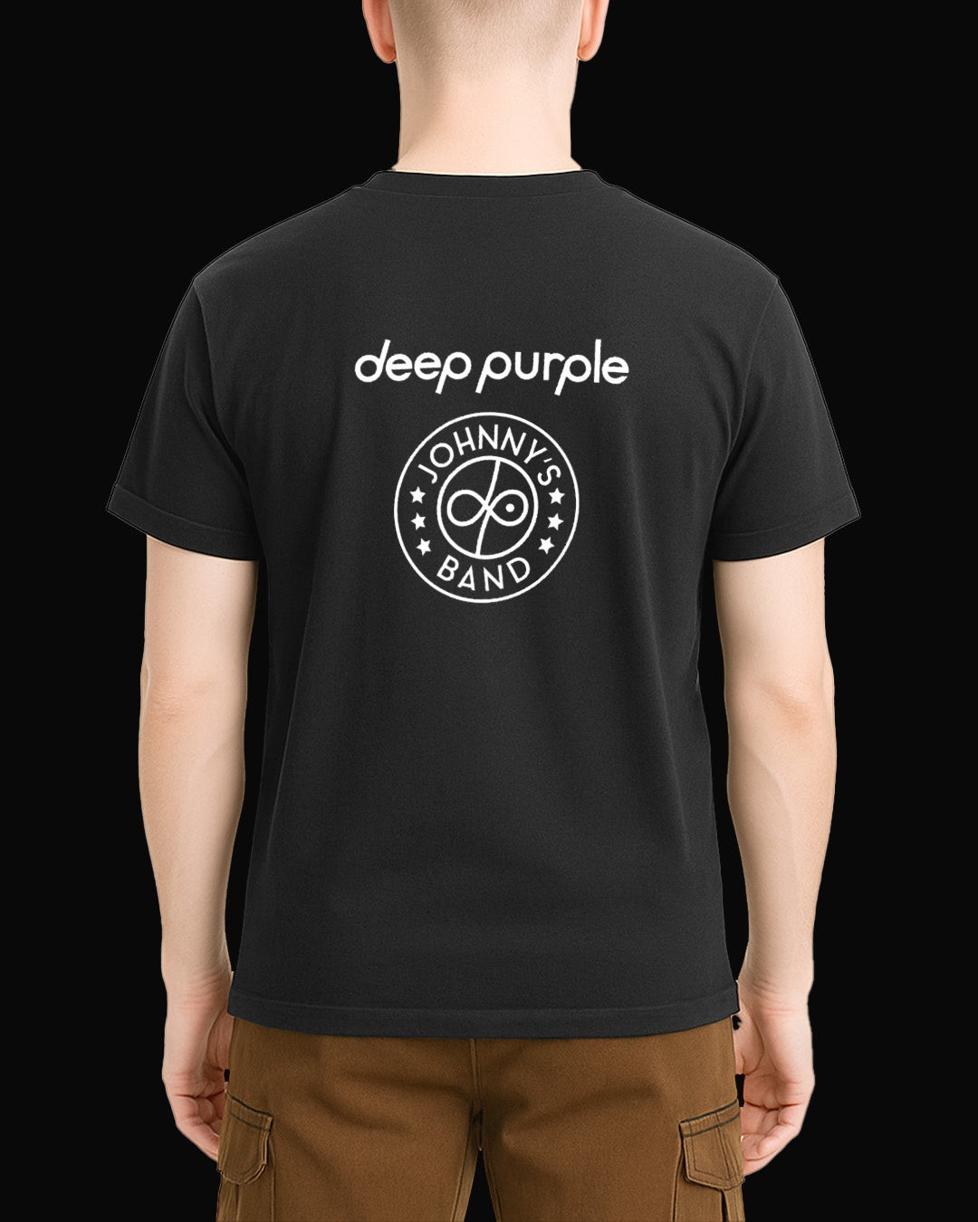 Deep Purple Johnny's Band Crew Sırt Baskılı Siyah Tişört