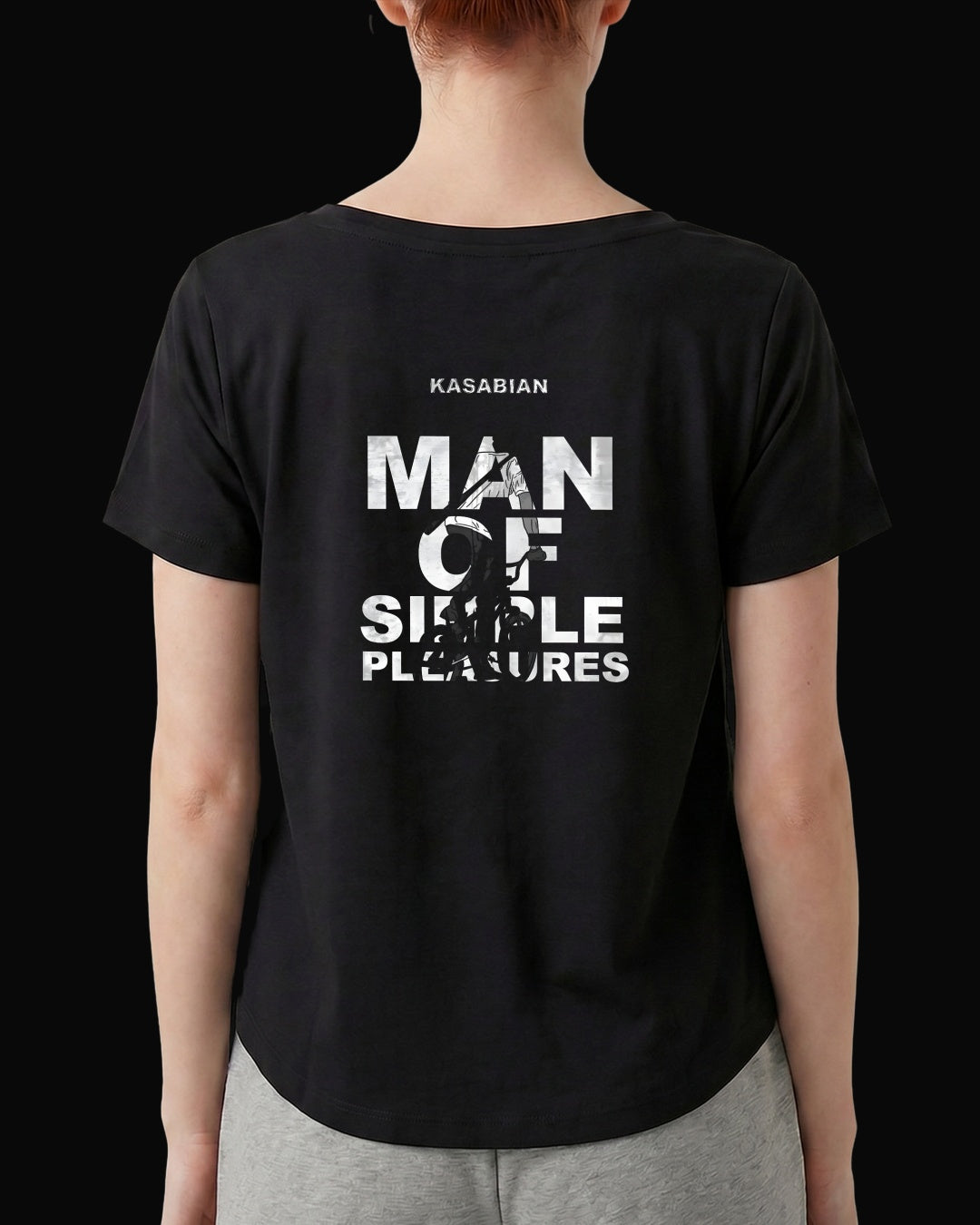 Kasabian Man of Simple Pleasures Sırt Baskılı Siyah Kadın Tişört-2