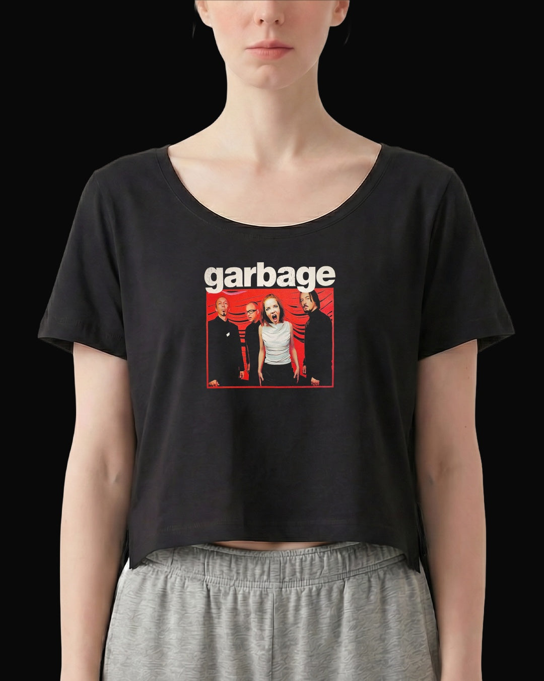 Garbage Grup Logo Siyah Kadın Tişört