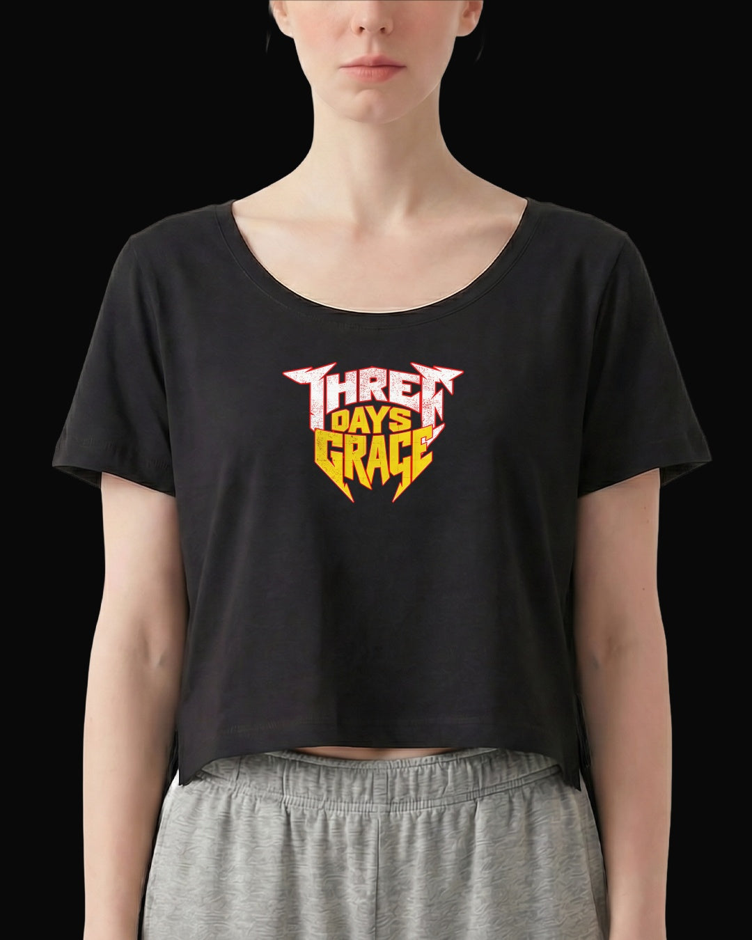 Three Days Grace Grup Logo Siyah Kadın Tişört V3