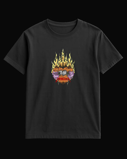 Metallica Flaming Flowers Siyah Tişört