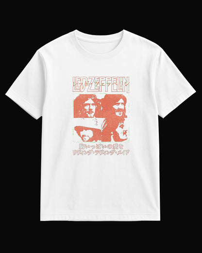 Led Zeppelin Grup Logo Beyaz Tişört