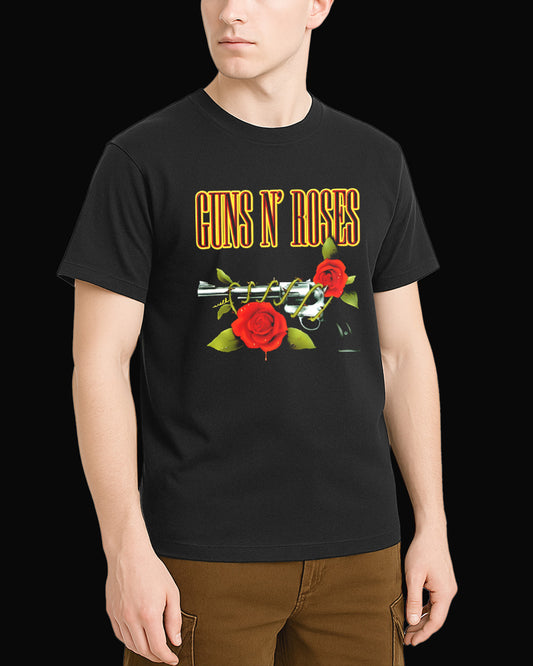 Guns N' Roses Silah ve Gül Siyah Tişört