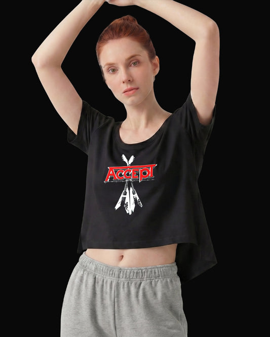 Accept Double Guitar Siyah Kadın Tişört