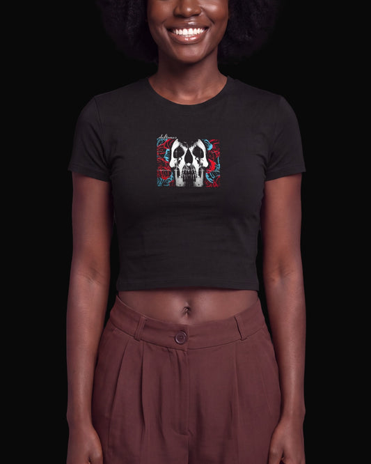 Deftones Skull&Red Rose Siyah Baby Tee Tişört