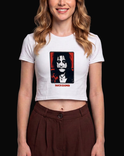 Alice Cooper The Belt Beyaz Baby Tee Tişört
