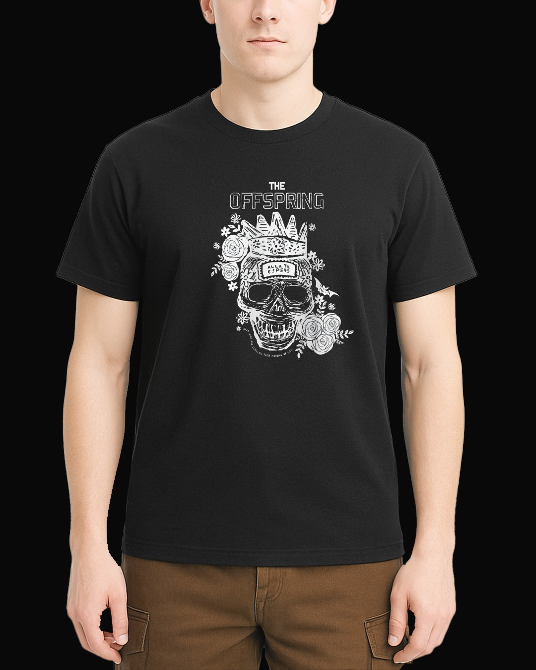 The Offspring Rose Skull Siyah Tişört