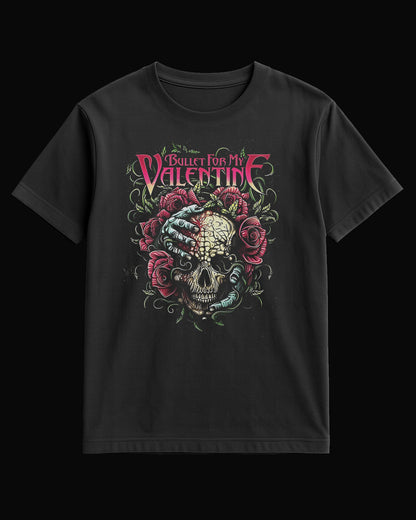Bullet For My Valentine Pink Rose Siyah Tişört
