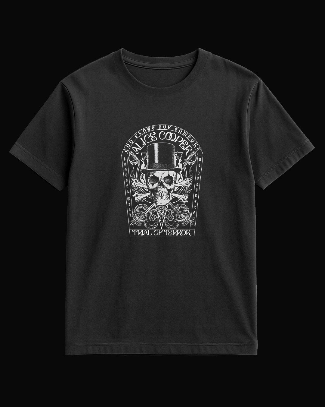 Alice Cooper Too Close For Comfort-3 Black T-Shirt
