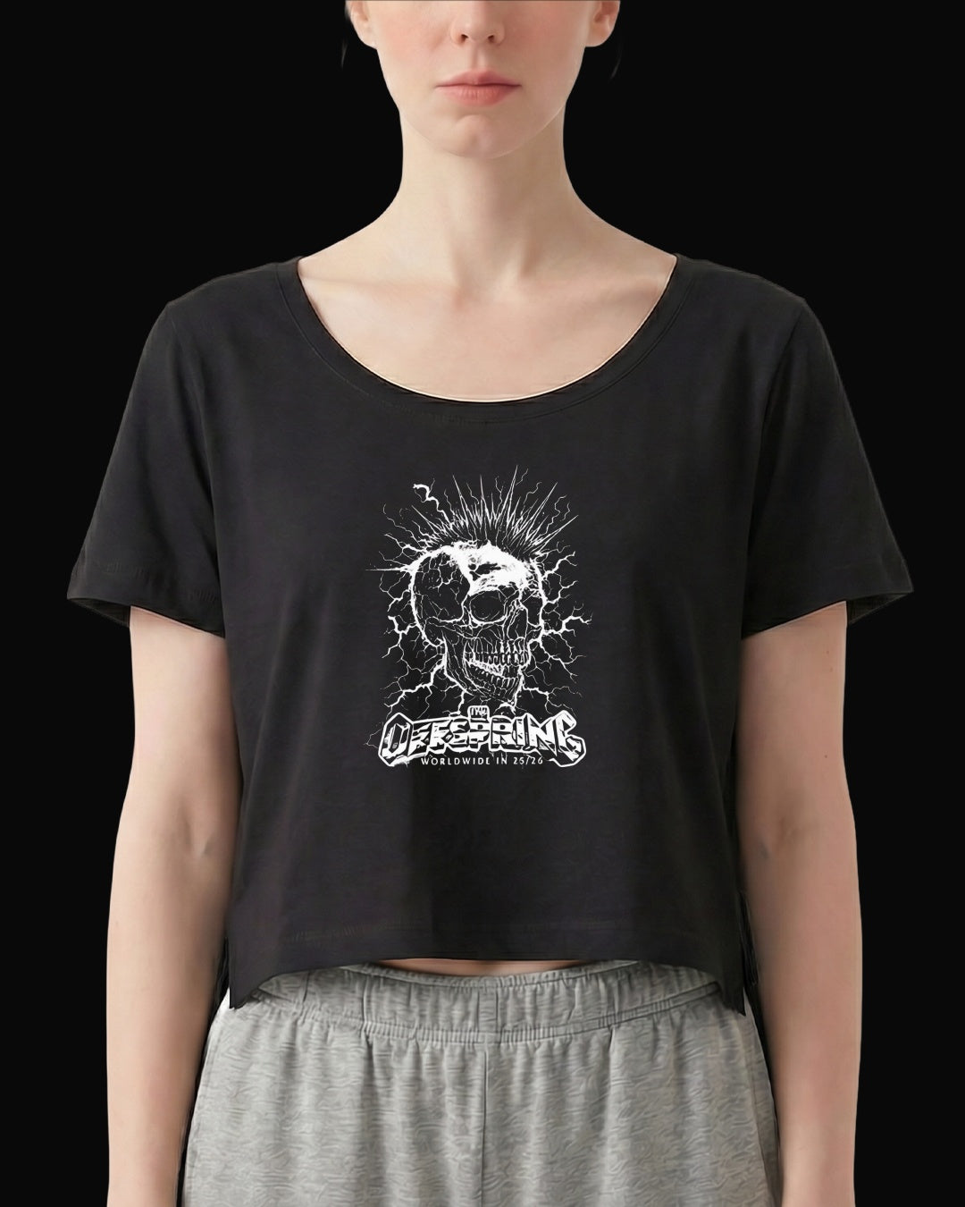The Offspring Mohawk Skull Siyah Kadın Tişört