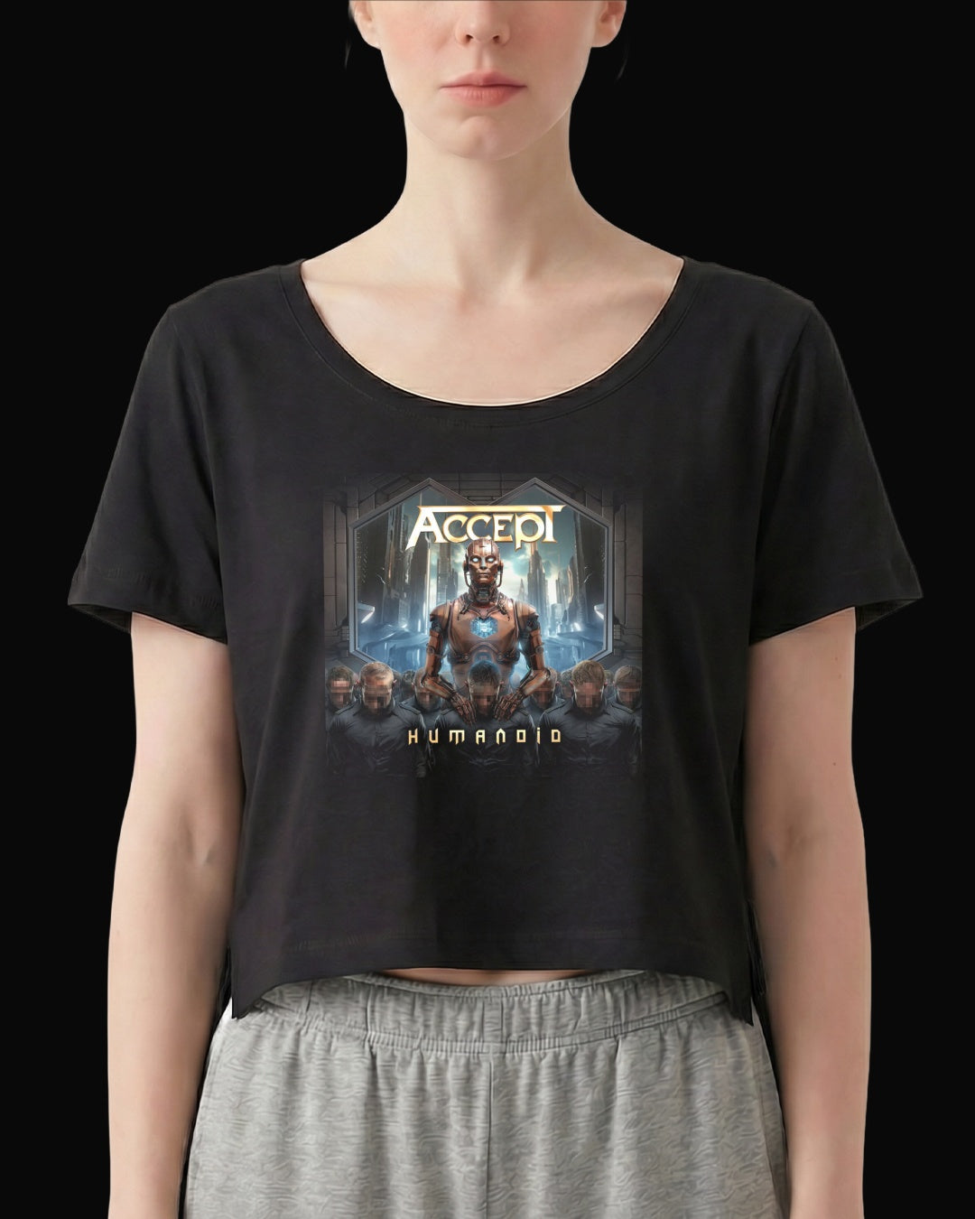 Accept HUMANOID Siyah Kadın Tişört