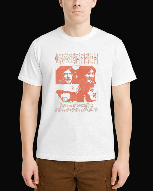 Led Zeppelin Grup Logo Beyaz Tişört