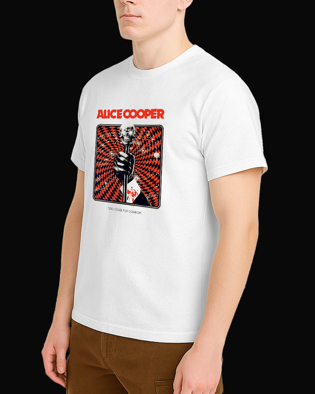 Alice Cooper Too Close For Comfort White T-Shirt