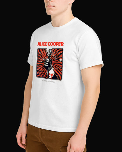 Alice Cooper Too Close For Comfort White T-Shirt