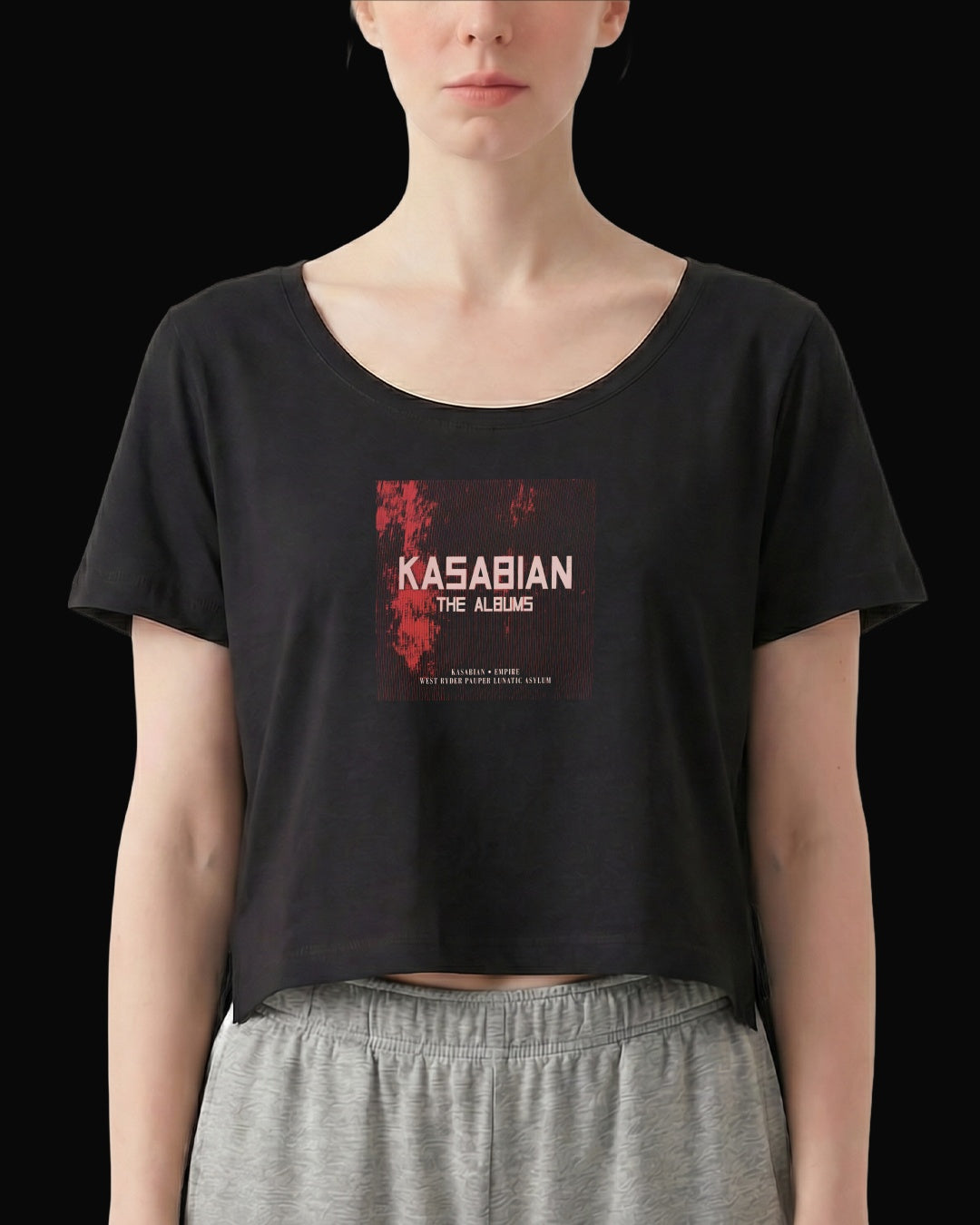 Kasabian THE ALBUMS Logo Siyah Kadın Tişört V2