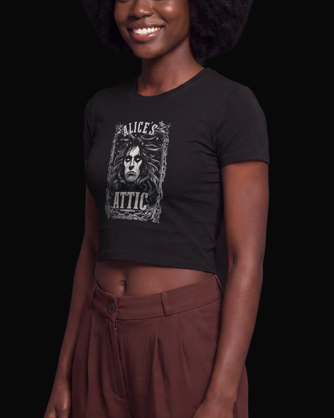 Alice Cooper Alice's Attic Sırt Baskılı Siyah Baby Tee Tişört