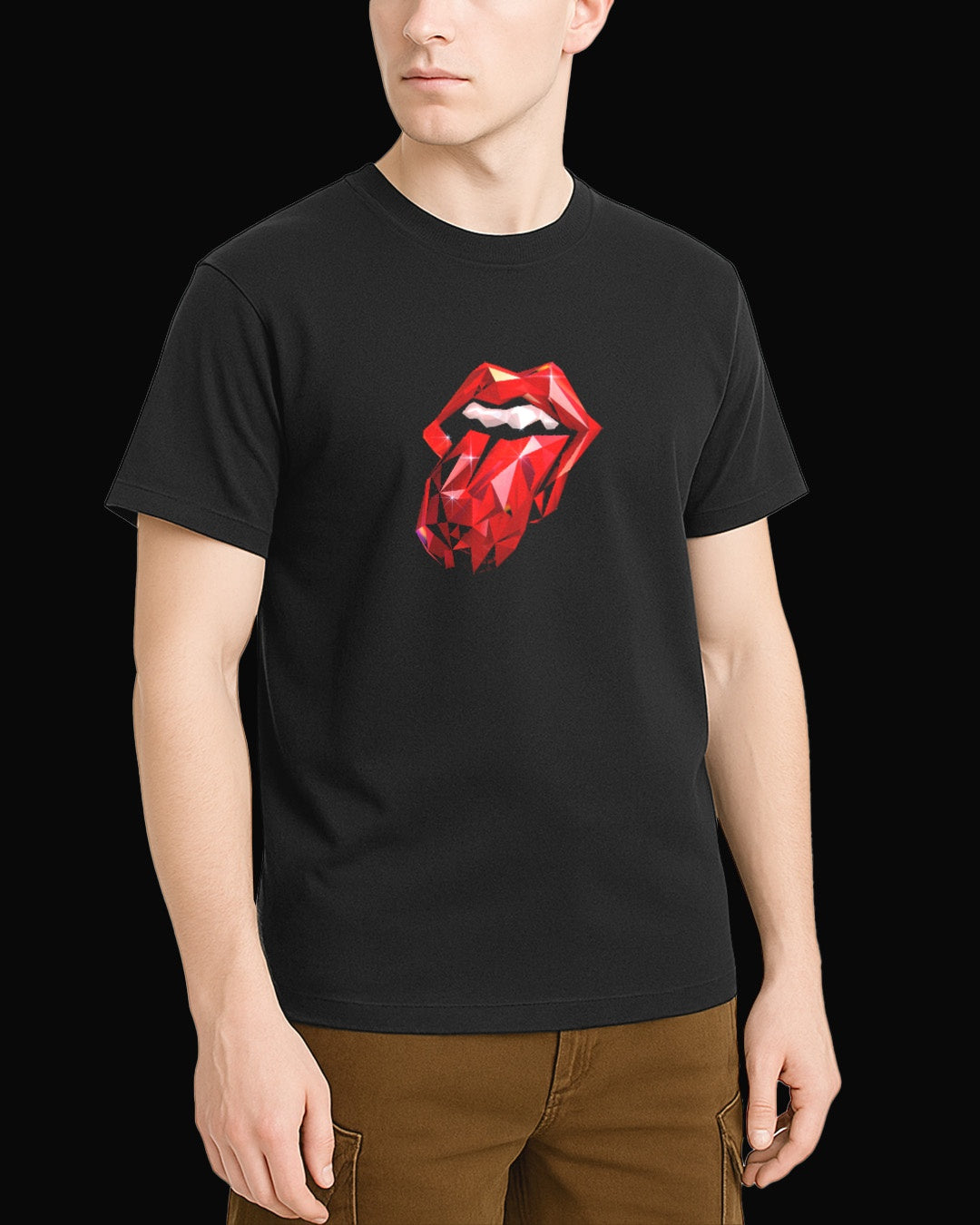 The Rolling Stones Diamond Tongue Black T-Shirt