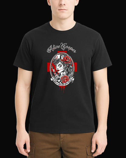 Alice Cooper Nurse Rozetta Fan Club Black T-Shirt