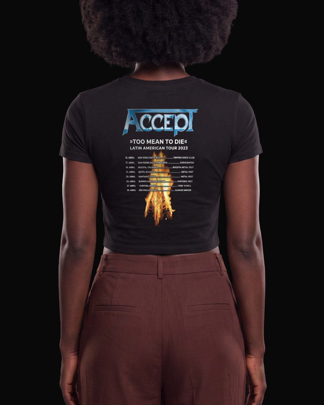 Accept Too Mean To Die Sırt Baskılı Siyah Baby Tee Tişört