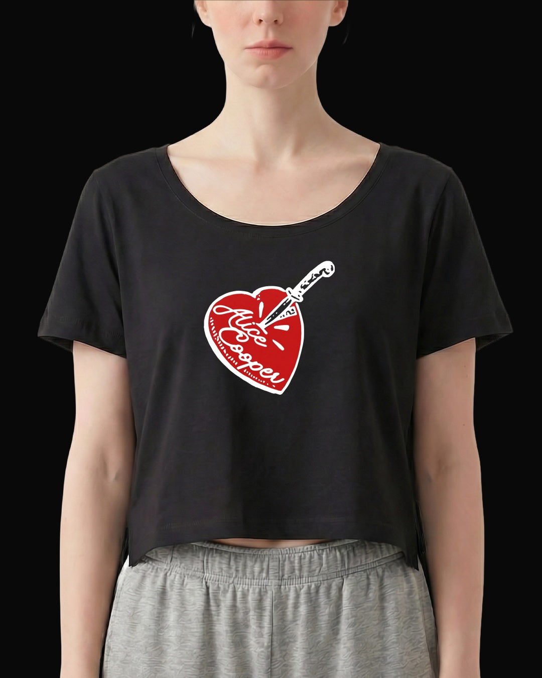 Alice Cooper Knife To The Heart Siyah Kadın Tişört-2
