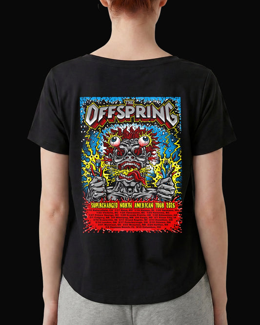 The Offspring Supercharged NA Tour 2026 Sırt Baskılı Siyah Kadın Tişört