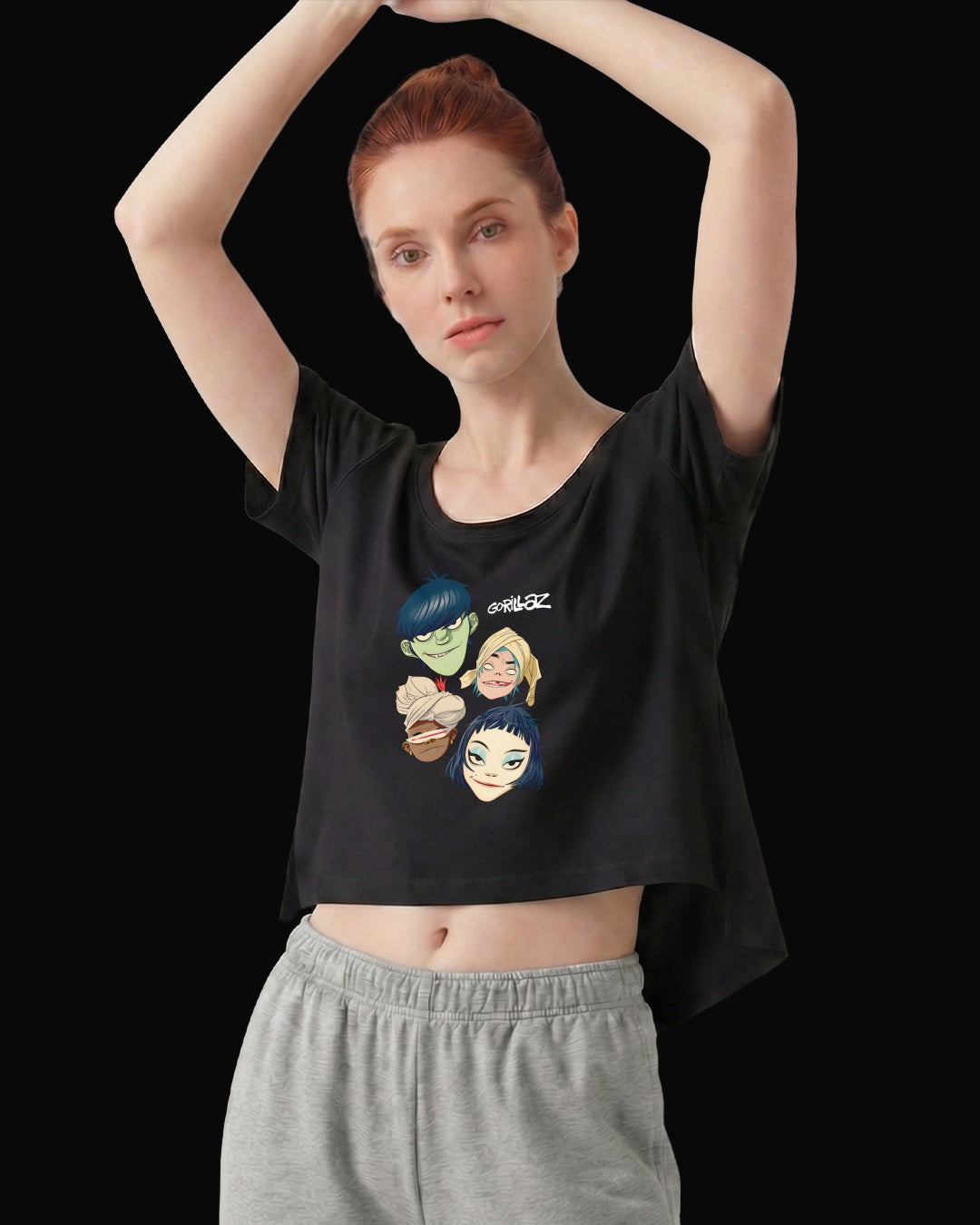 Gorillaz KAFALAR Siyah Kadın Tişört