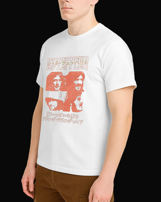Led Zeppelin Grup Logo Beyaz Tişört