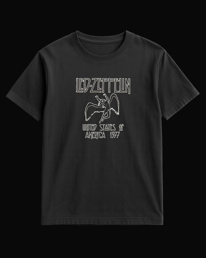 Led Zeppelin USA 1977 Siyah Tişört