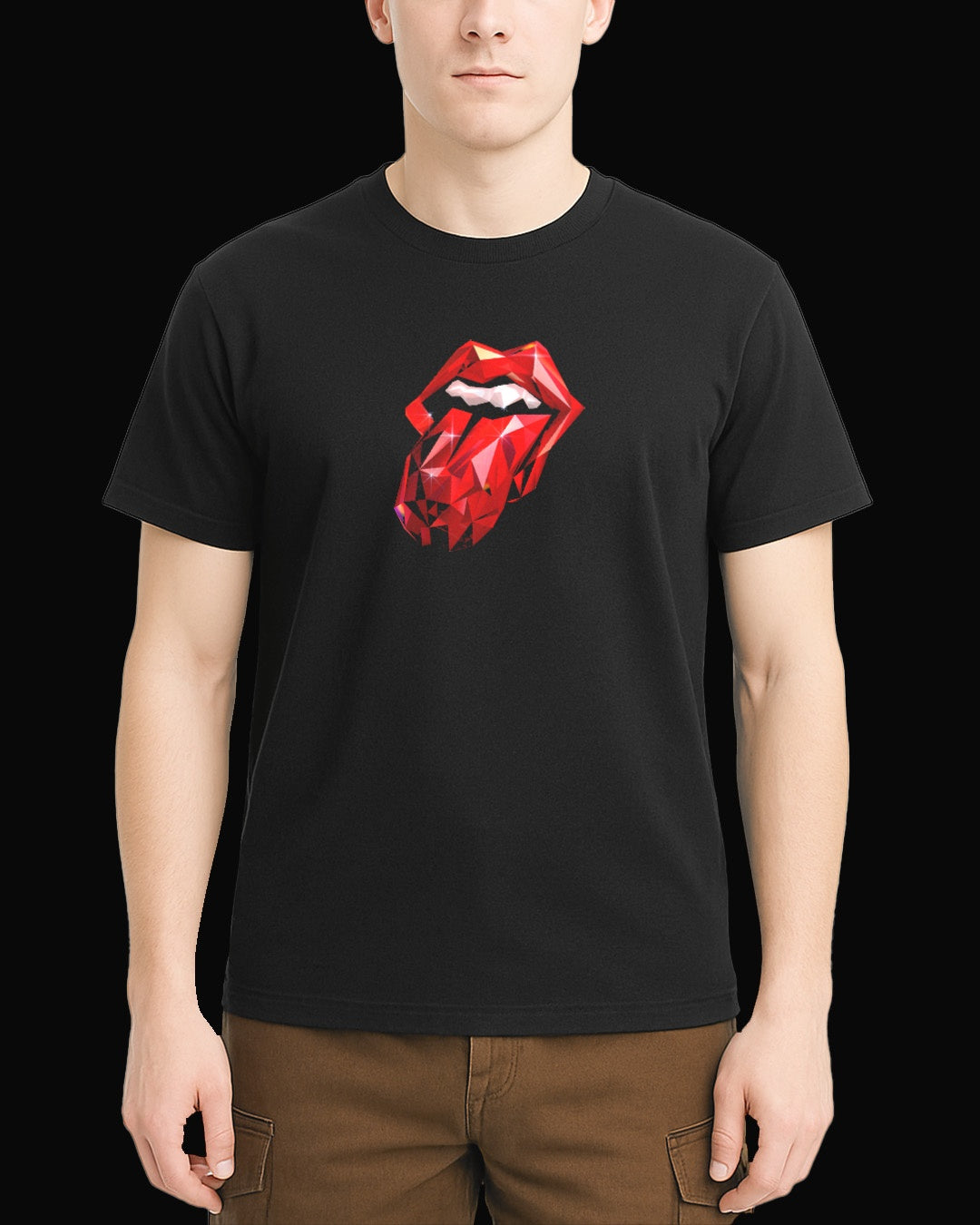 The Rolling Stones Diamond Tongue Black T-Shirt
