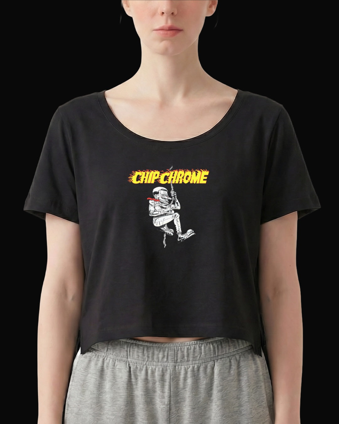 The Neighbourhood Flame Chrome Kadın Siyah Tişört