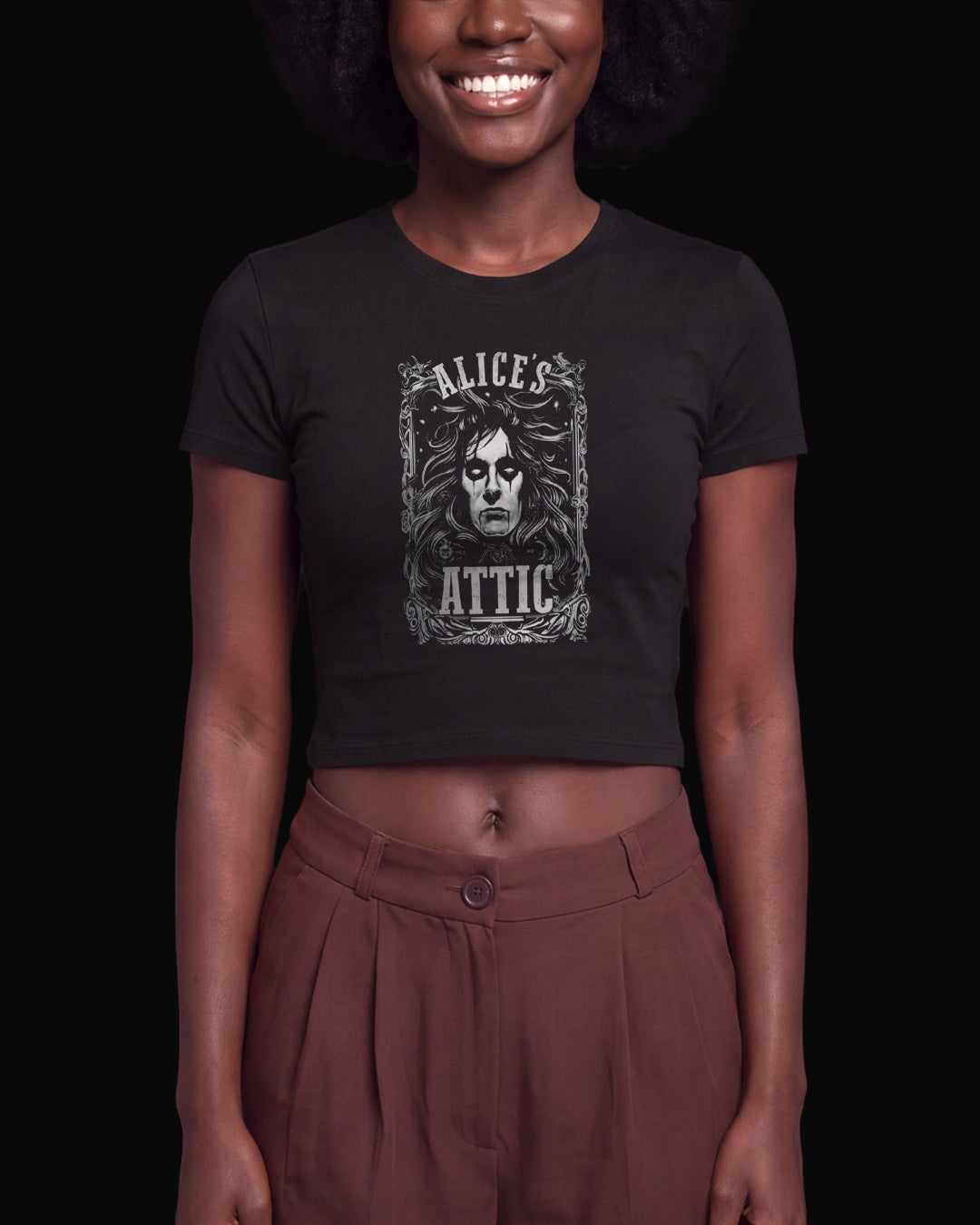 Alice Cooper Alice's Attic Sırt Baskılı Siyah Baby Tee Tişört