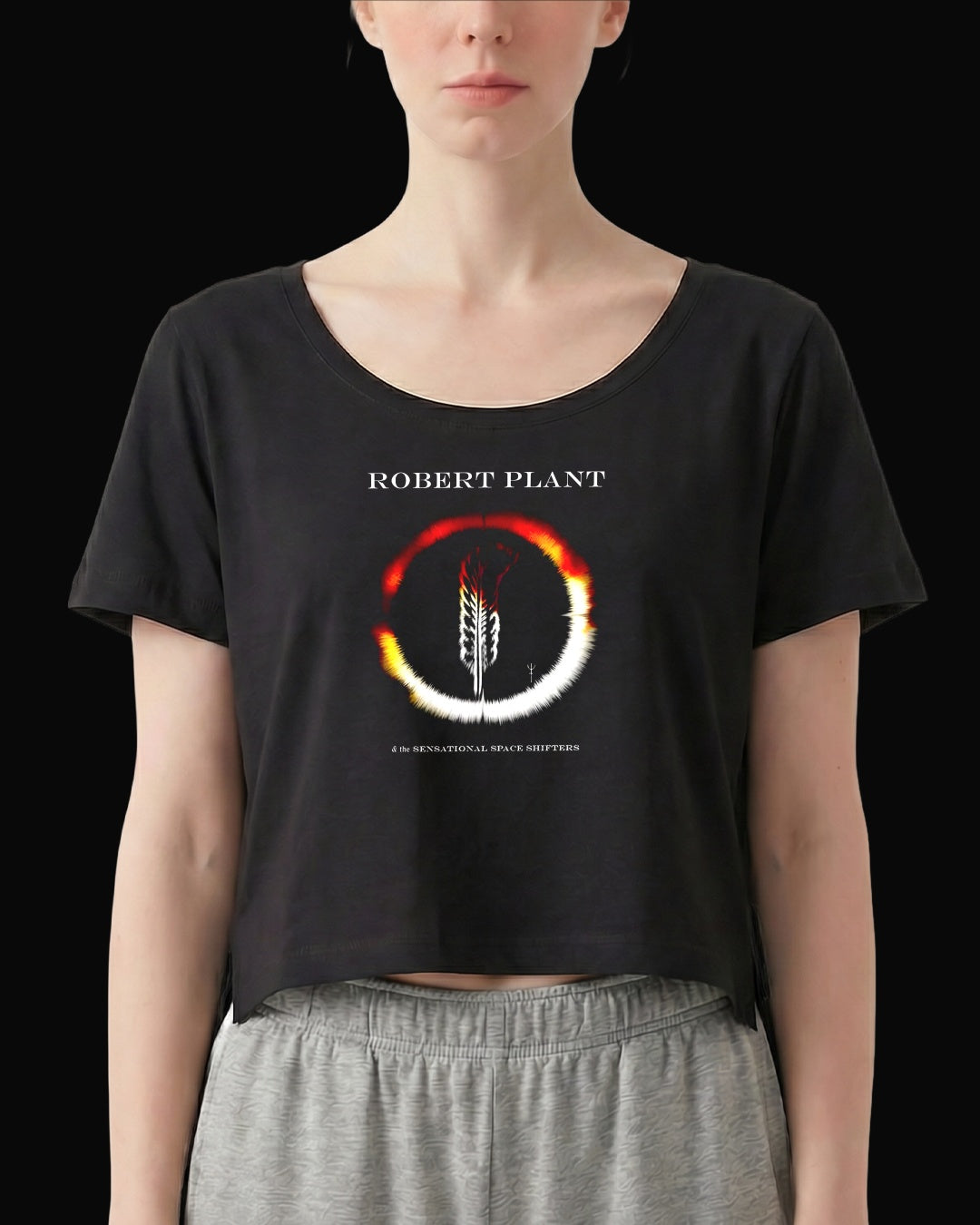 Robert Plant Flaming Feather Siyah Kadın Tişört