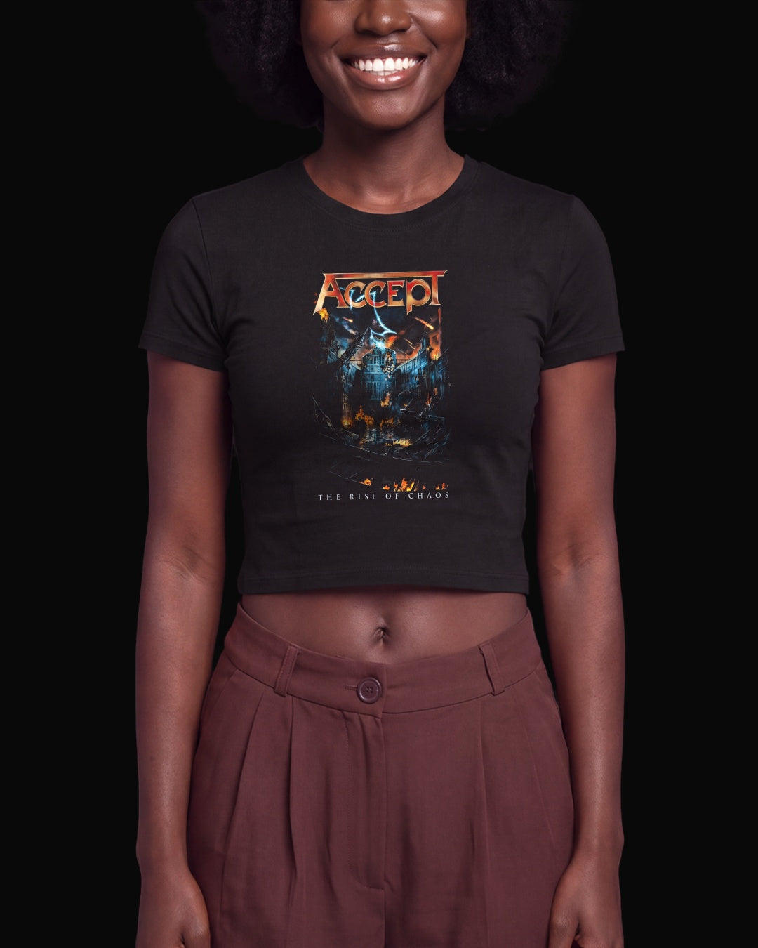 Accept The Rise of Chaos Siyah Baby Tee Tişört