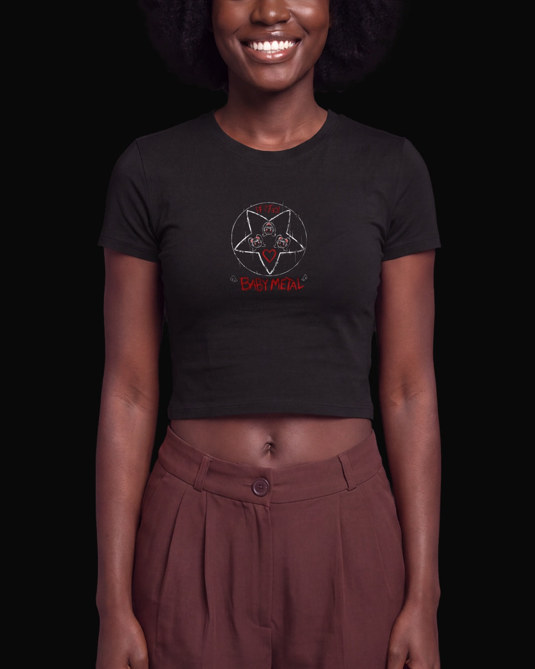 Babymetal Rock Star! Siyah Baby Tee Tişört
