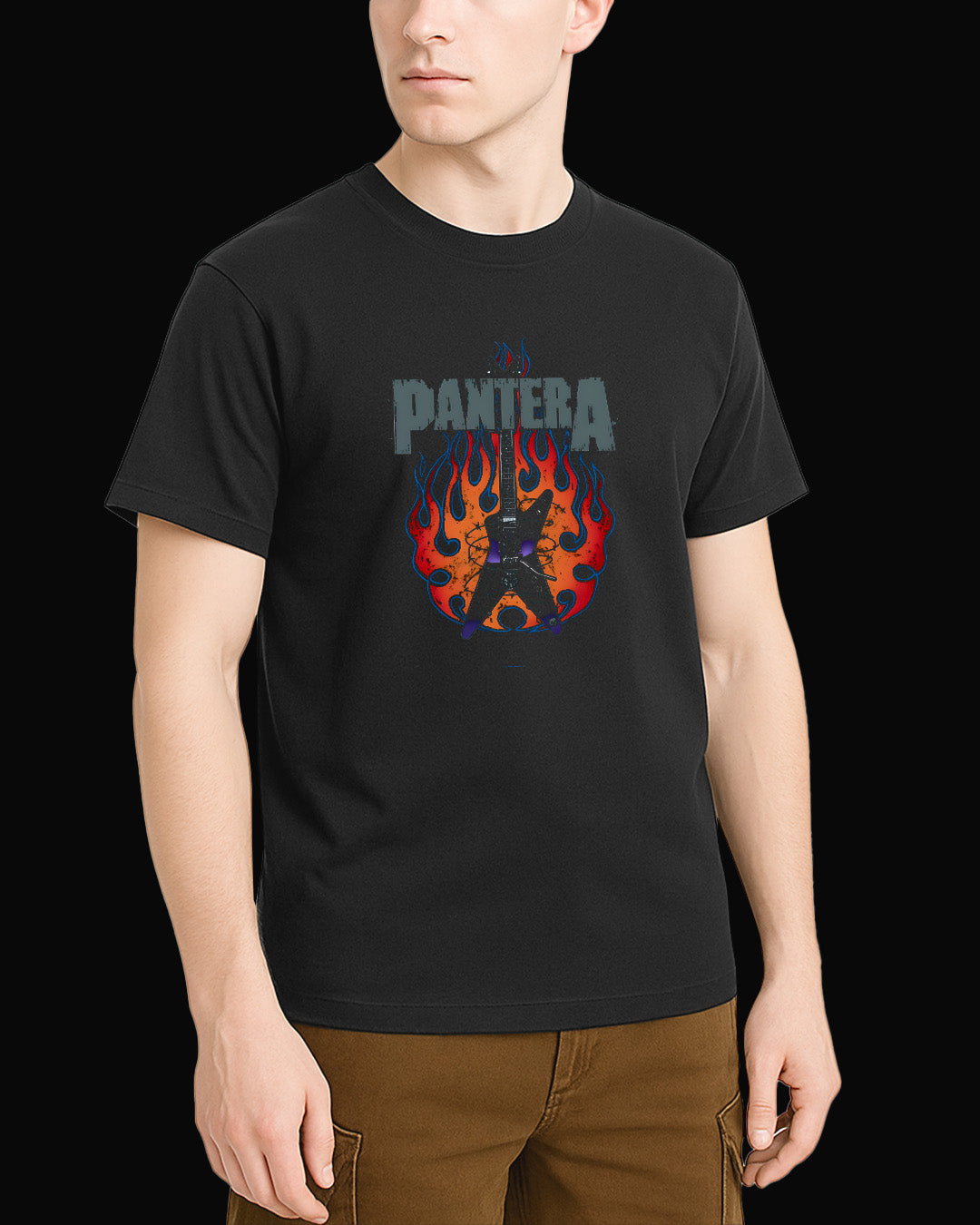 Pantera Flaming Guitar Siyah Tişört