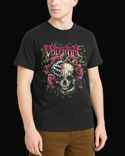 Bullet For My Valentine Pink Rose Siyah Tişört