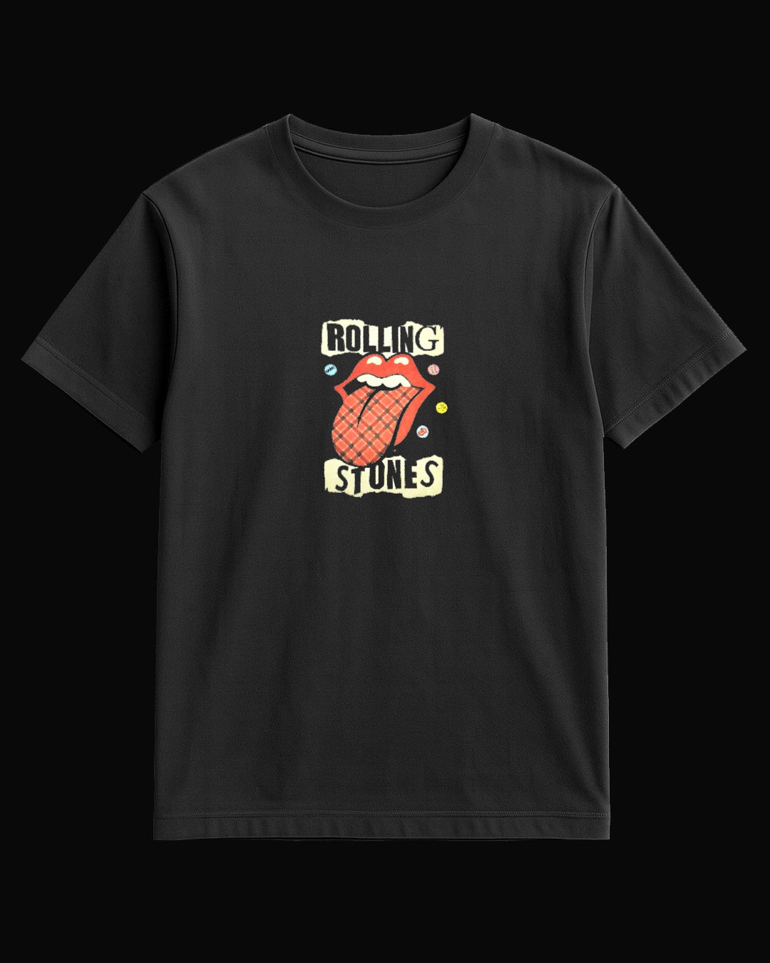 The Rolling Stones Sticker Tongue Siyah Tişört