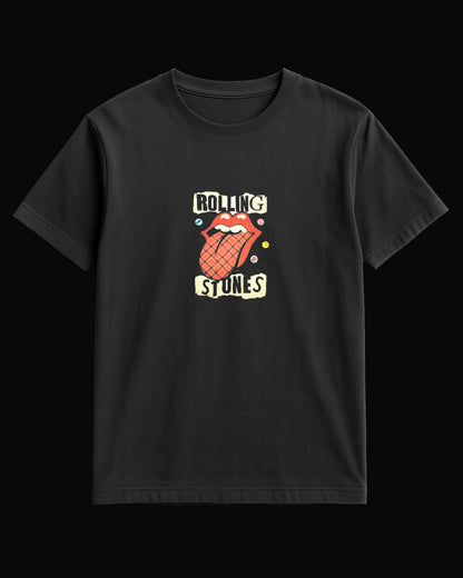 The Rolling Stones Sticker Tongue Siyah Tişört