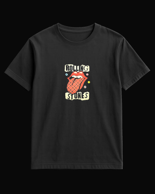 The Rolling Stones Sticker Tongue Siyah Tişört