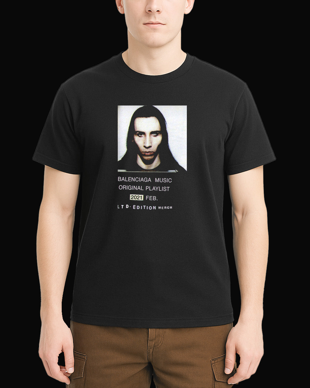 Marilyn Manson Balenciaga Music Siyah Tişört