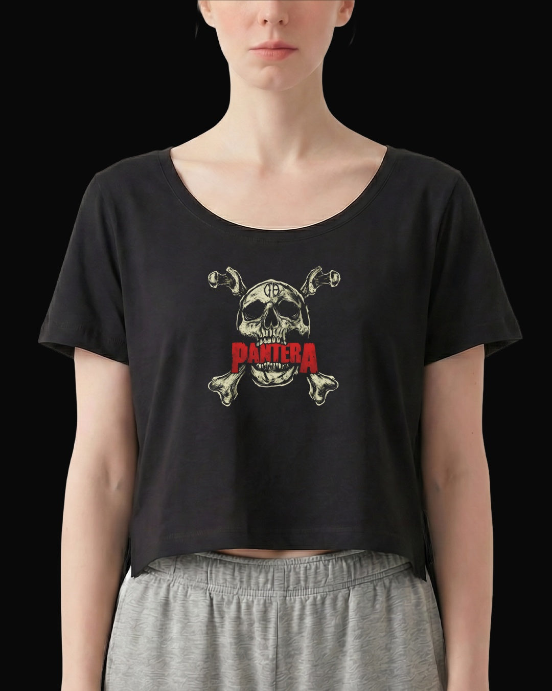 Pantera Skull Face Siyah Kadın Tişört