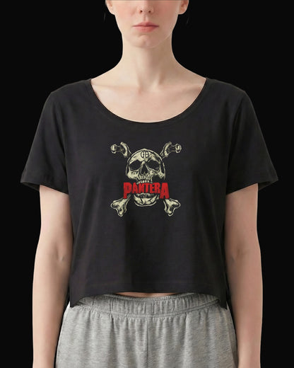 Pantera Skull Face Siyah Kadın Tişört